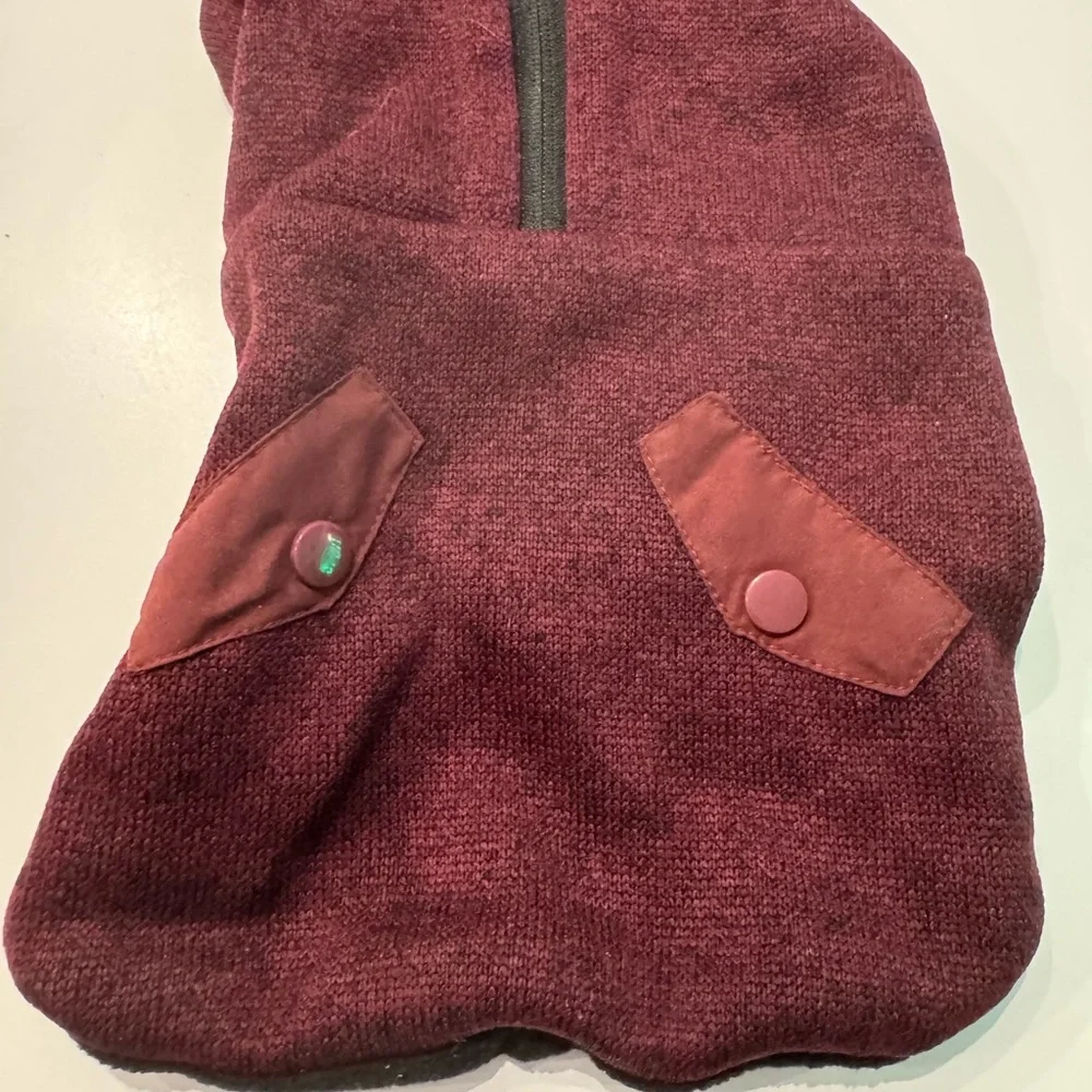 Cozy Maroon Dog Coat - Zip Front Size XS / Small